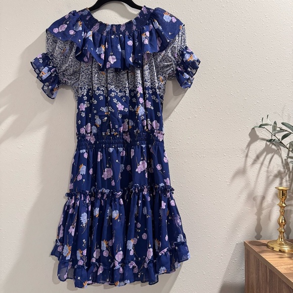 MISA Los Angeles Medium Floral Darcil Off Shoulder Tiered Ruffle Mini Dress - Picture 2 of 5